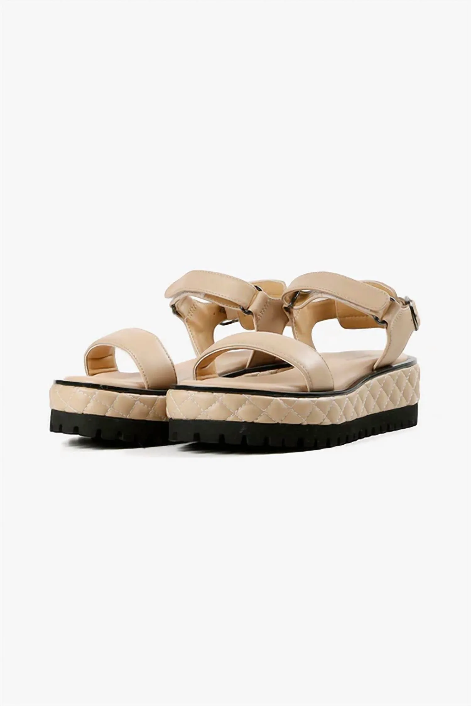 All Black - Womens Quilted Vel Sandals
