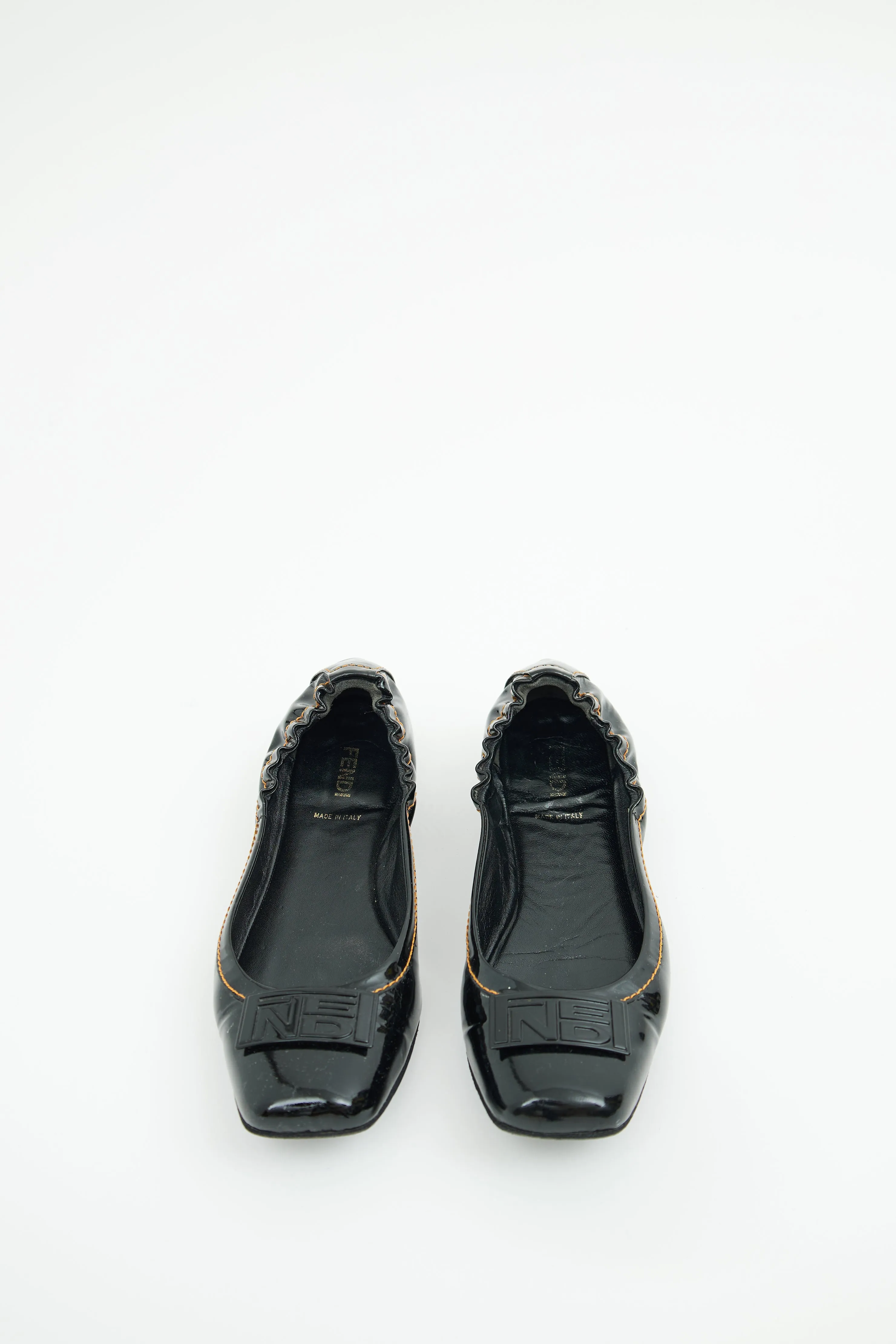 Black Patent Logo Ballet Flat