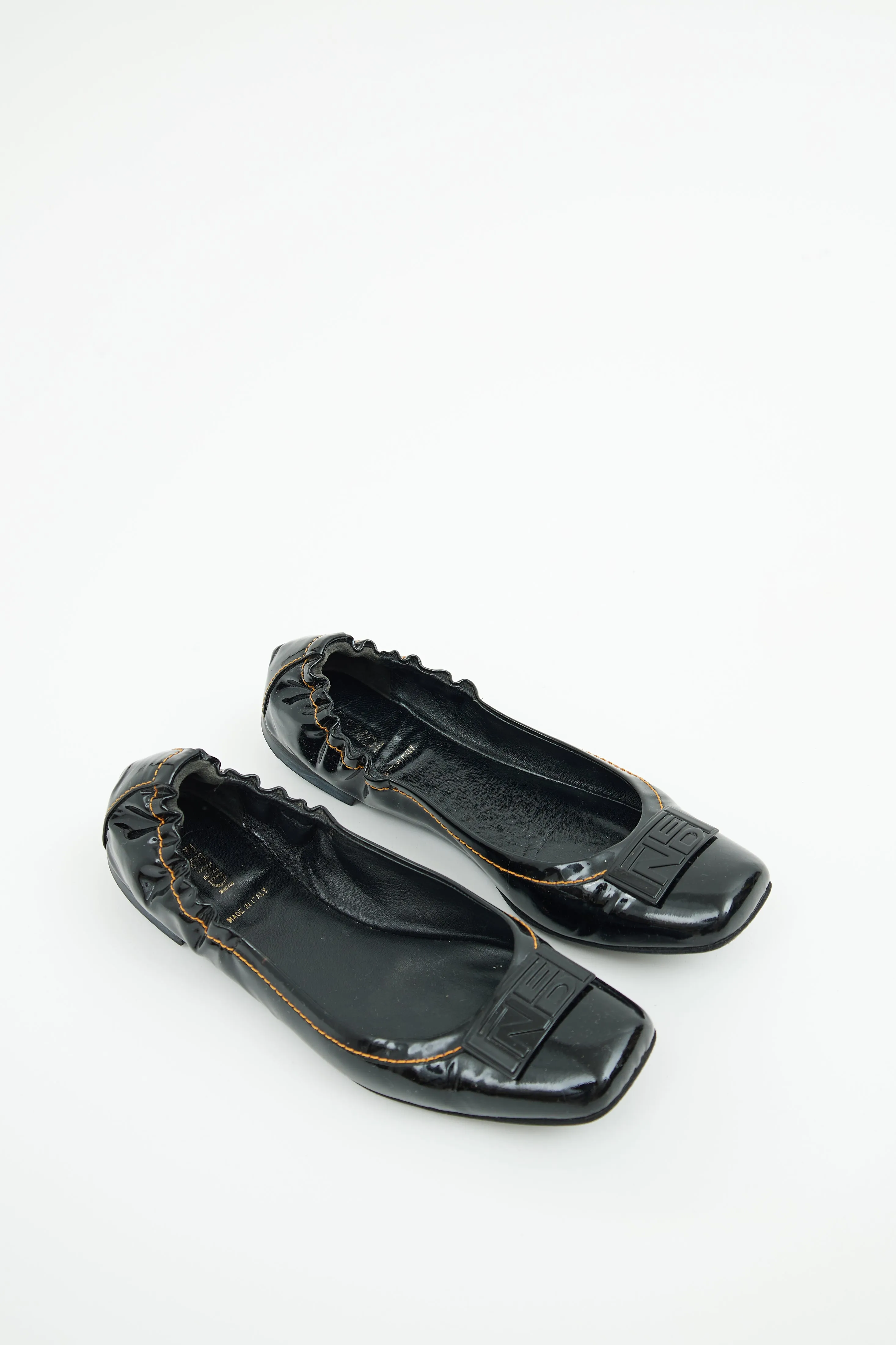 Black Patent Logo Ballet Flat