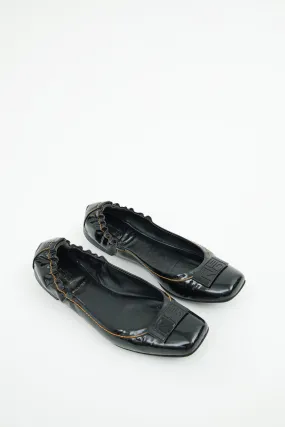 Black Patent Logo Ballet Flat