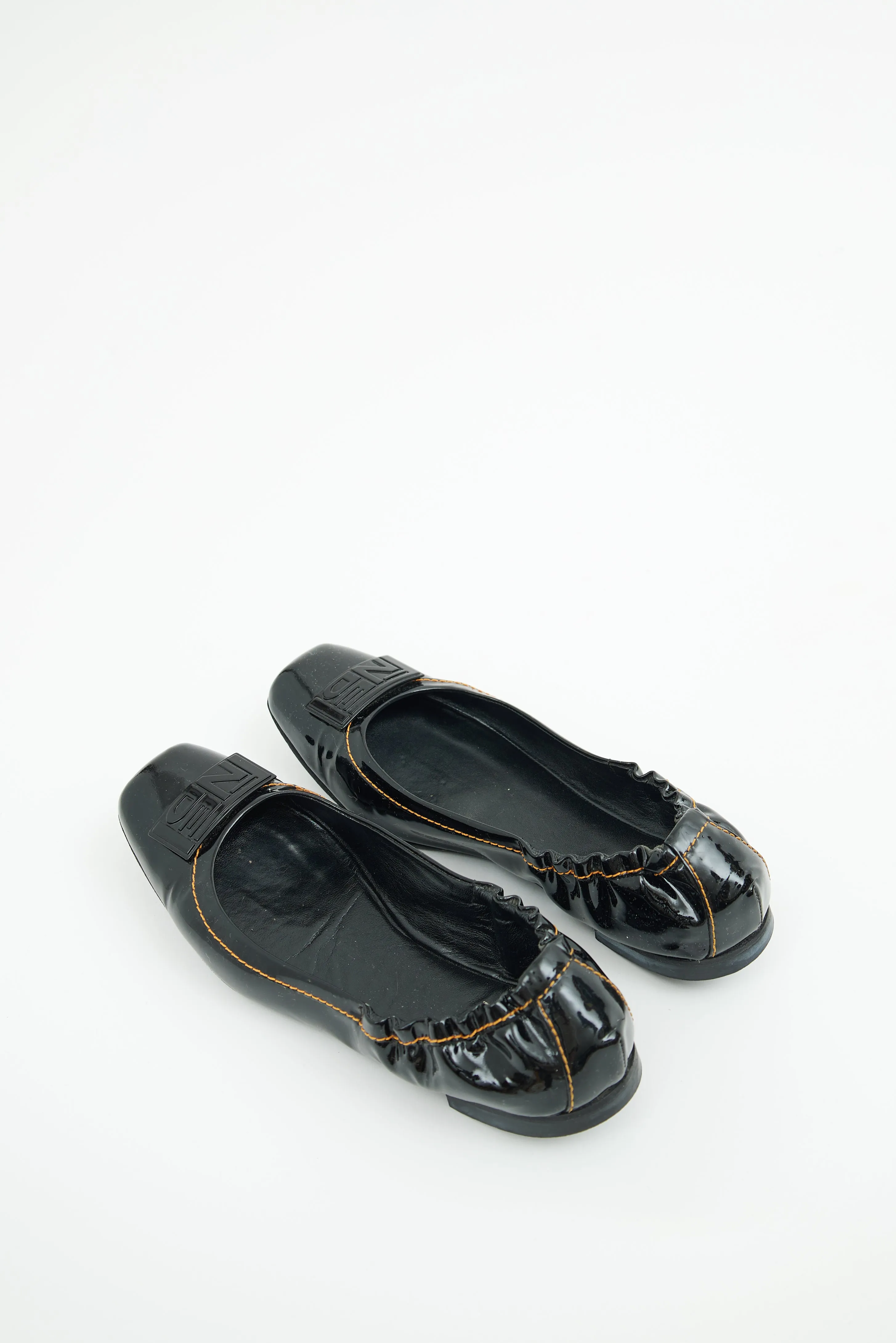 Black Patent Logo Ballet Flat