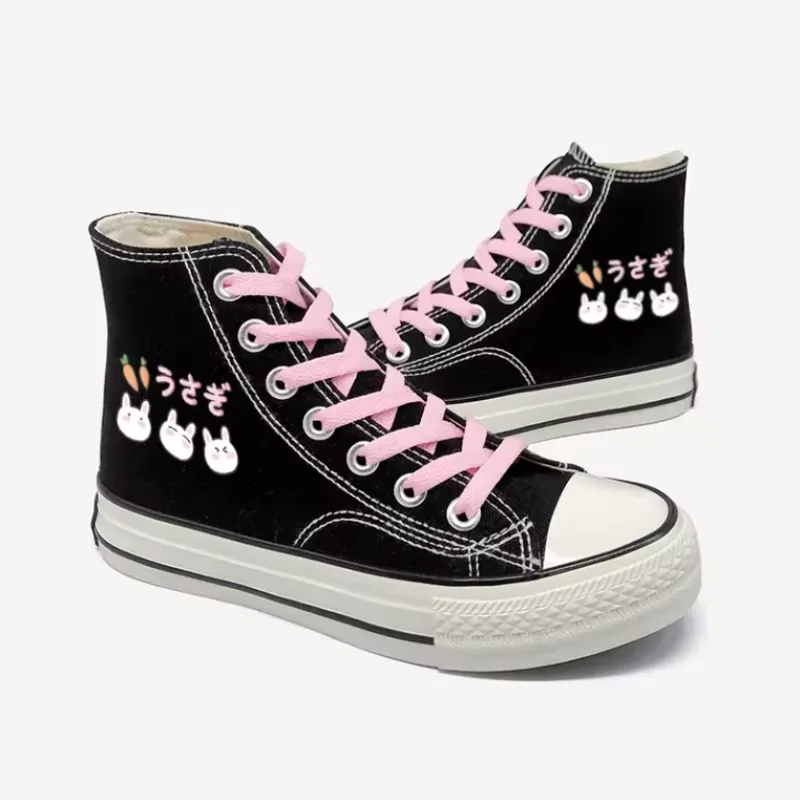 Bunny hi-top canvas sneakers
