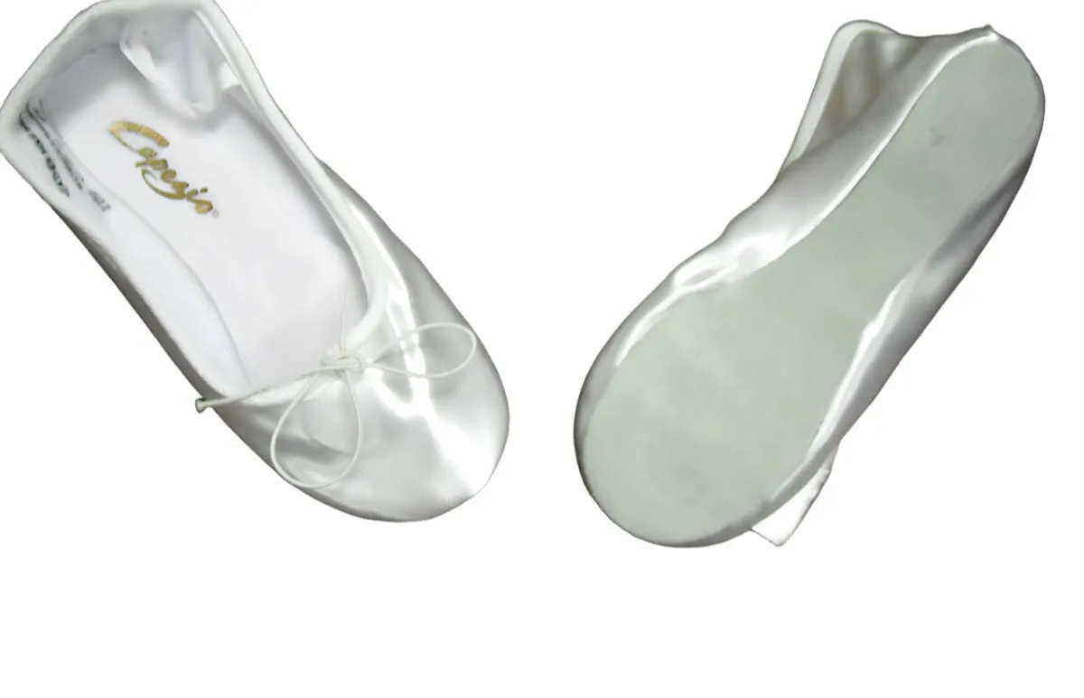 Capezio 215X CHILD White Satin Full Sole Ballet Flats