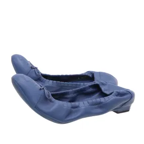 Chanel Blue CC Scrunch Elastic Ballet Flats 39
