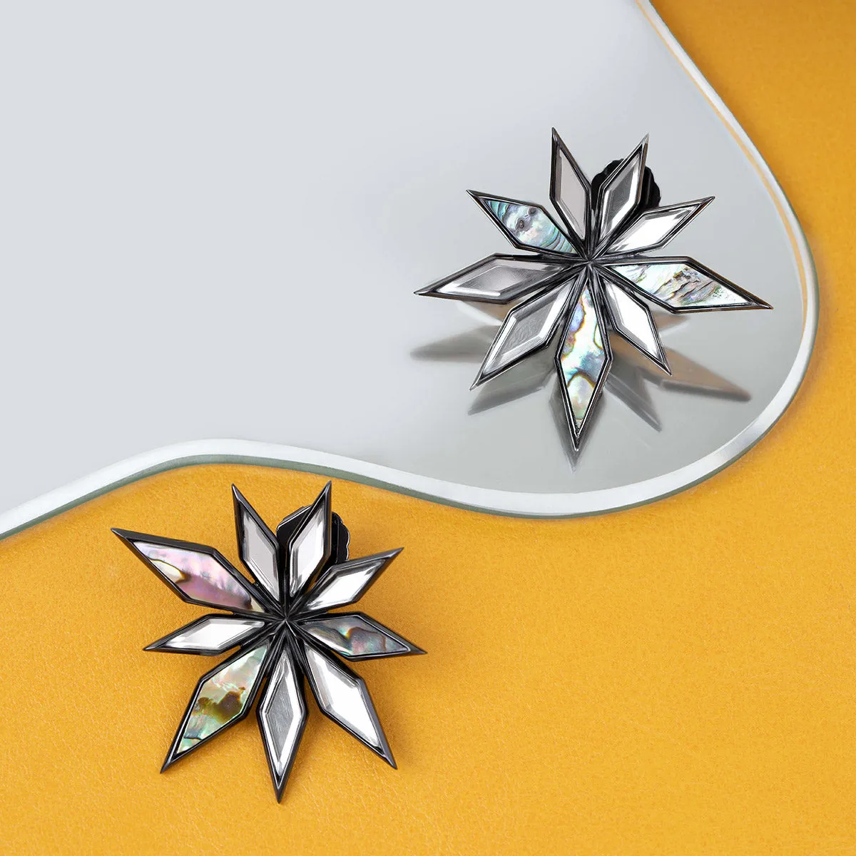 Demi Goddess Abstract Mirror Flower Stud Earrings
