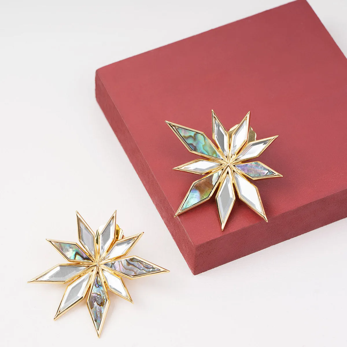 Demi Goddess Abstract Mirror Flower Stud Earrings