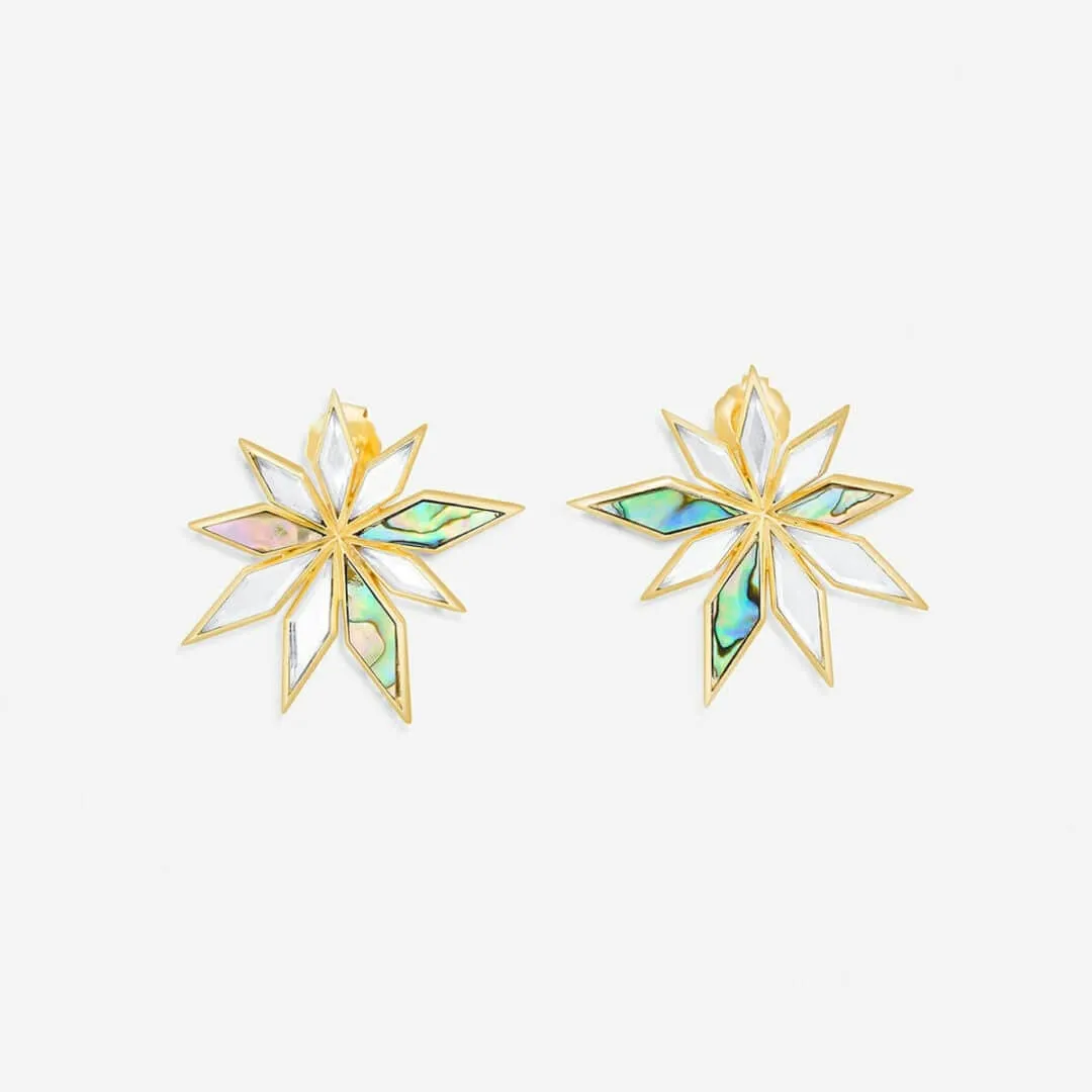 Demi Goddess Abstract Mirror Flower Stud Earrings