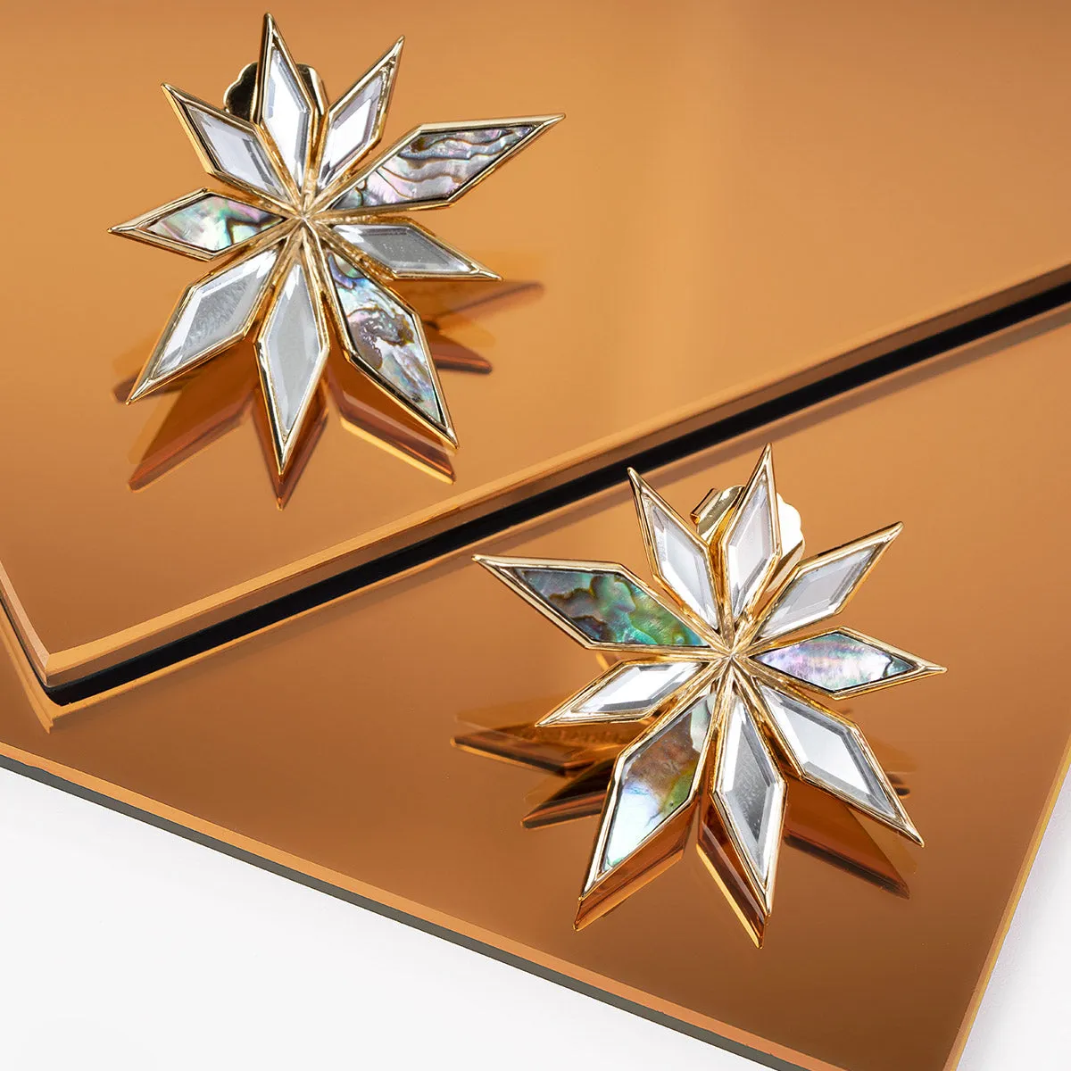 Demi Goddess Abstract Mirror Flower Stud Earrings