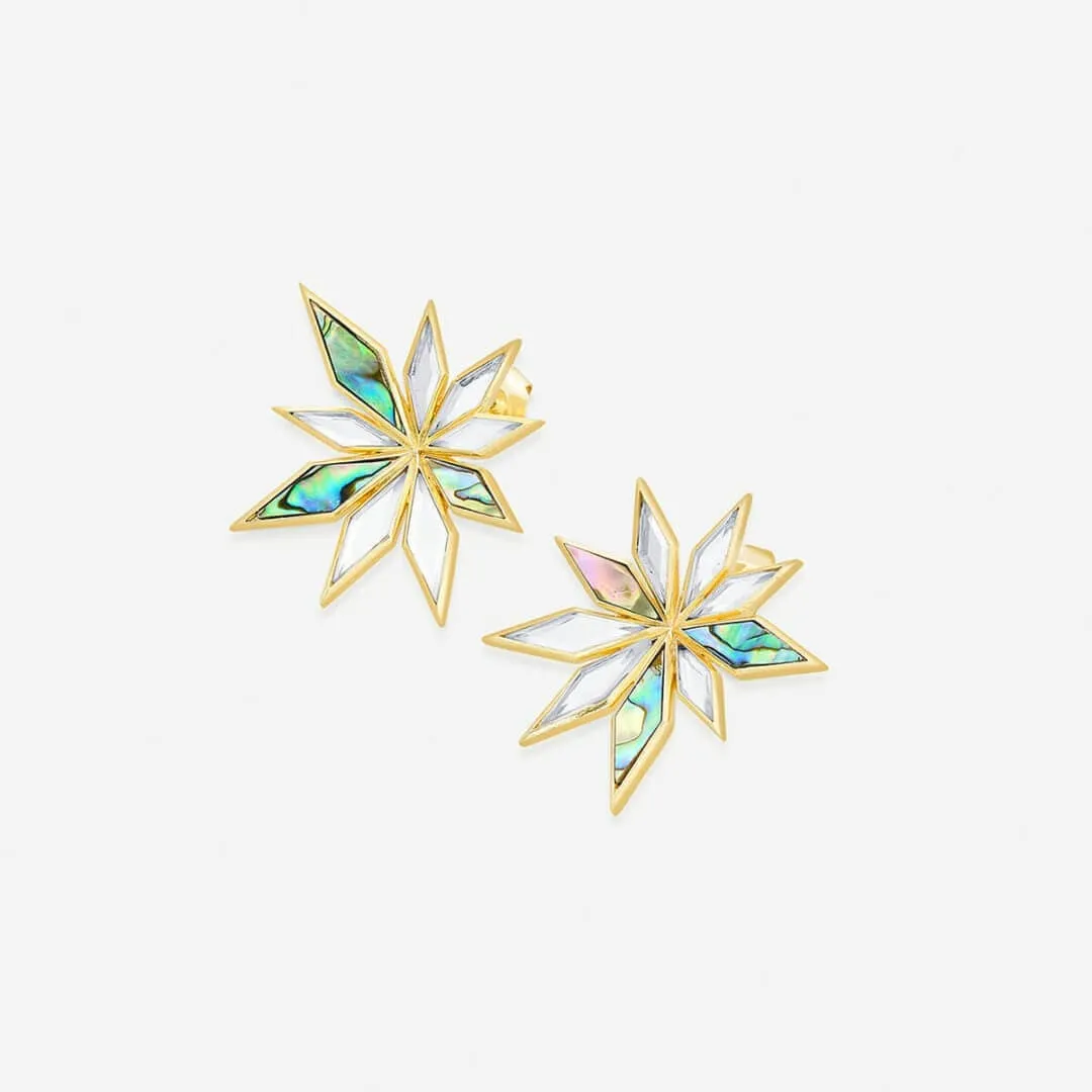 Demi Goddess Abstract Mirror Flower Stud Earrings