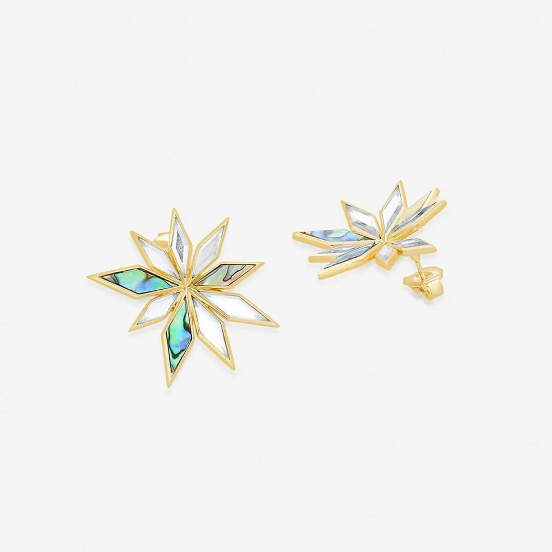 Demi Goddess Abstract Mirror Flower Stud Earrings