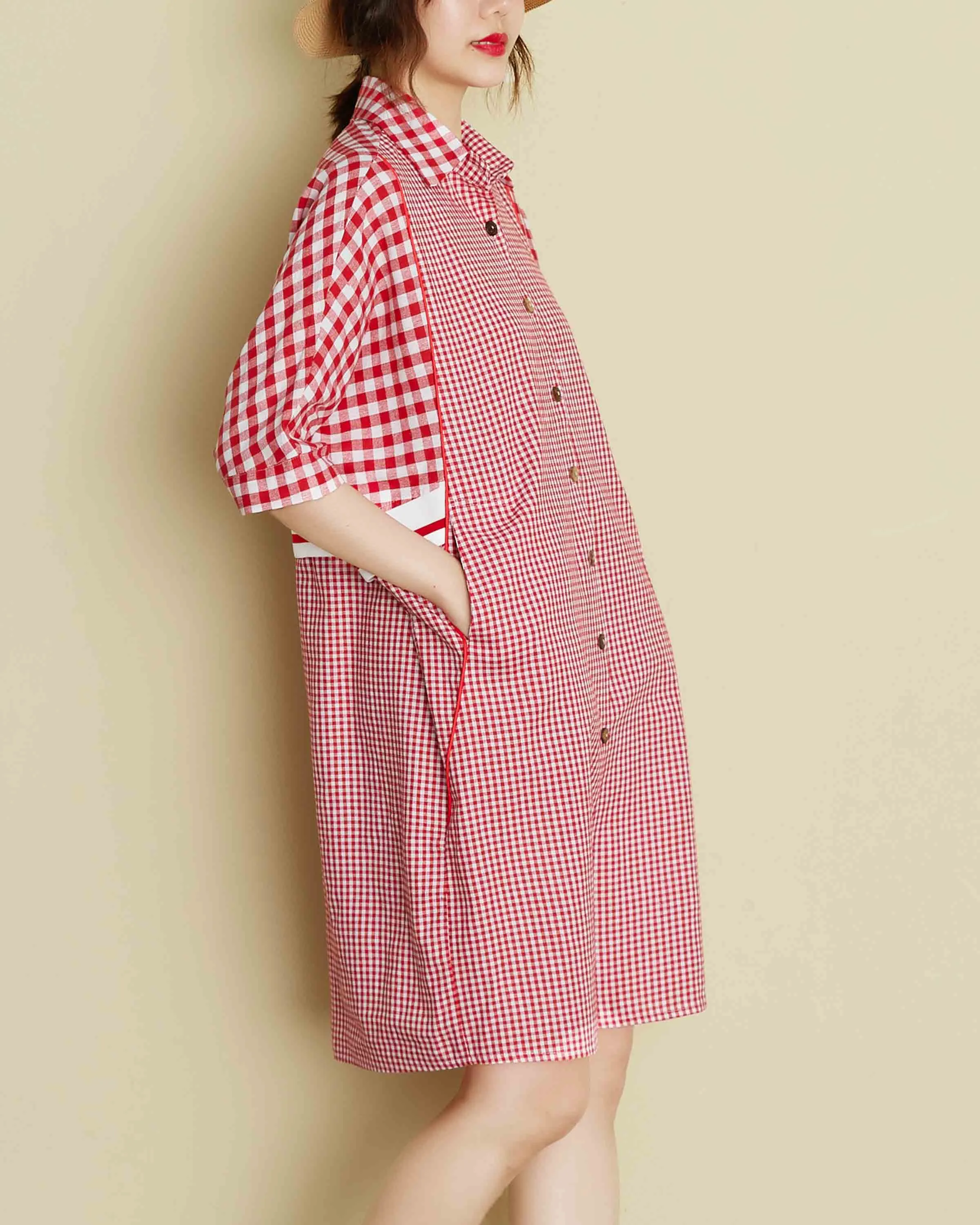 ellazhu V-Neck Shirt Dresses GA2249