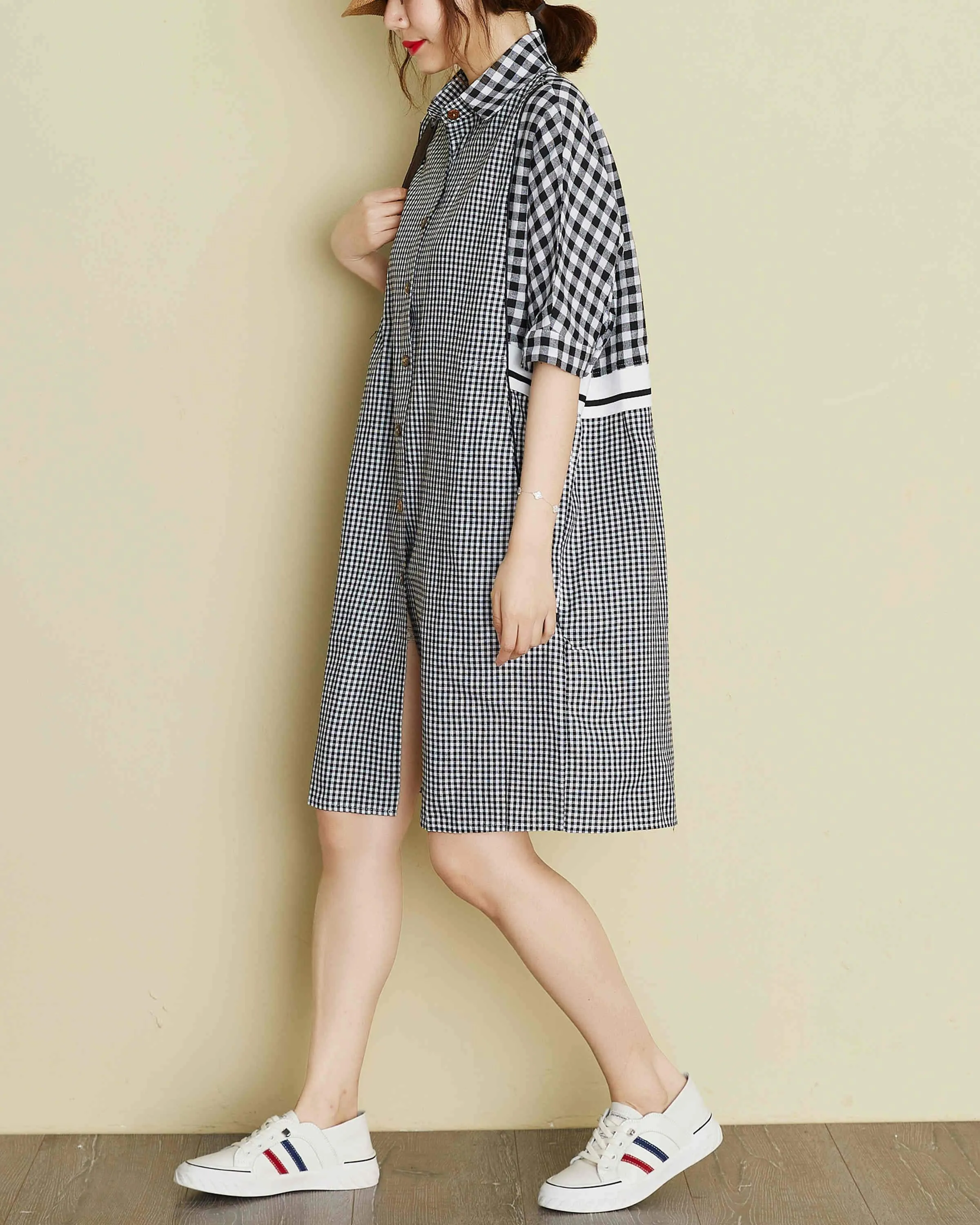 ellazhu V-Neck Shirt Dresses GA2249