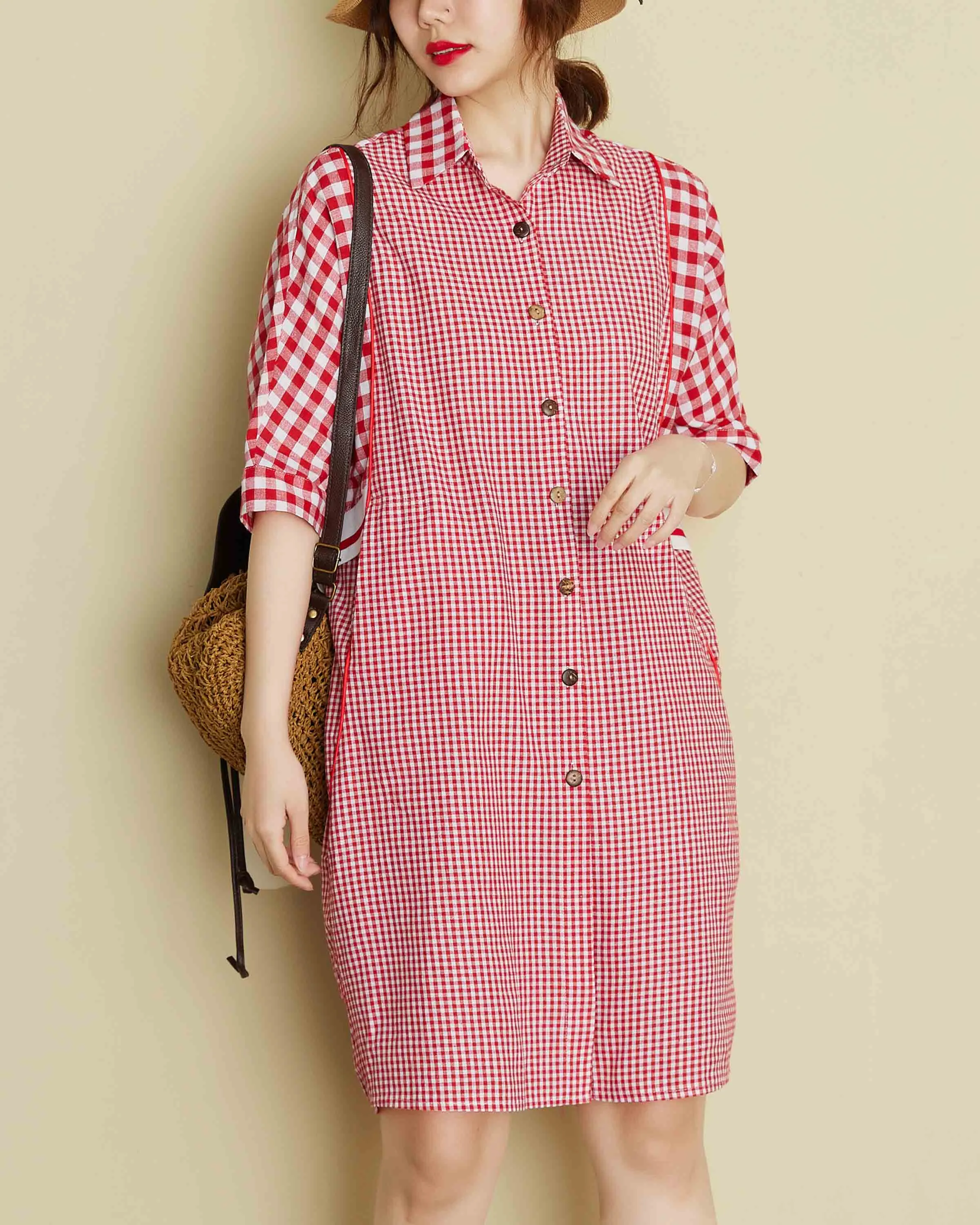 ellazhu V-Neck Shirt Dresses GA2249
