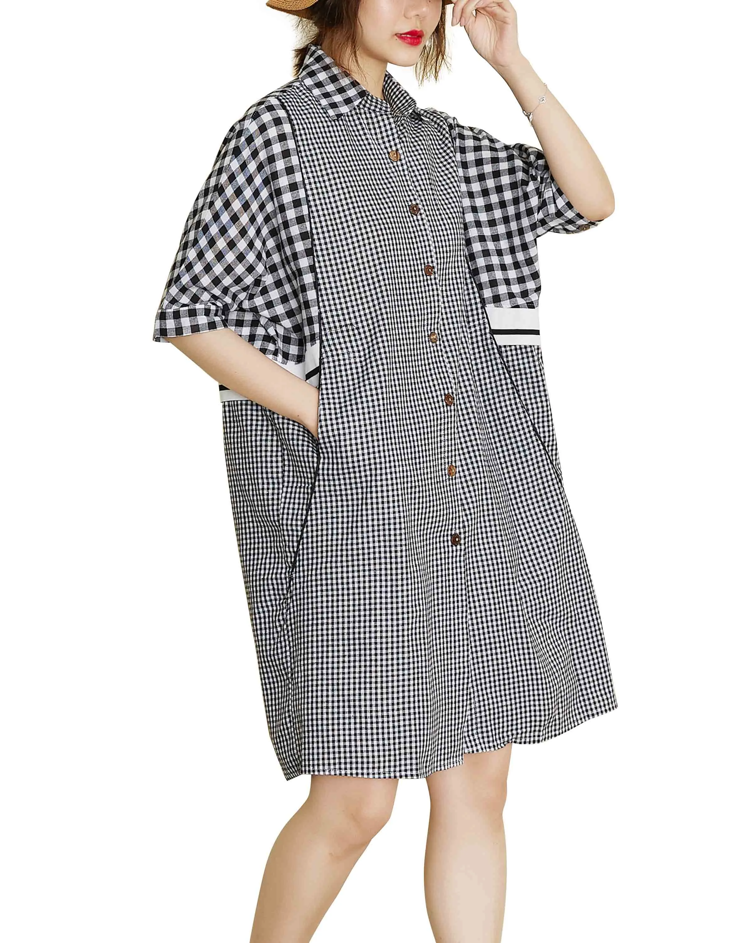 ellazhu V-Neck Shirt Dresses GA2249