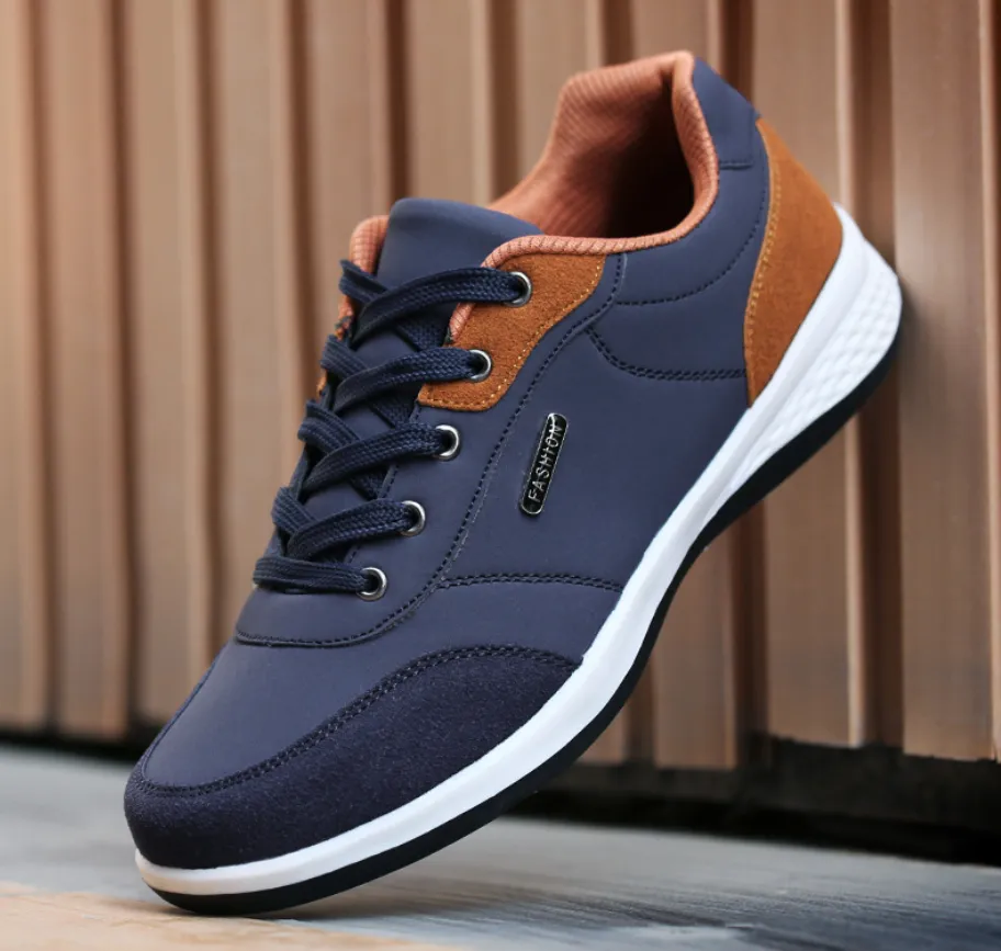 Fashion Light Sports Casual Men Shoes Autumn New Lace-Up Shoes Microfiber Leather Casual Shoes FLats Sneakers