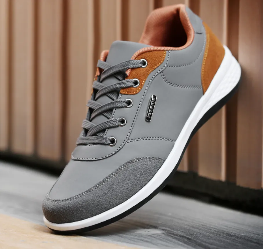 Fashion Light Sports Casual Men Shoes Autumn New Lace-Up Shoes Microfiber Leather Casual Shoes FLats Sneakers