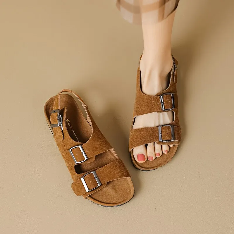 hulianfu  summer women's outdoor sandals Ladies' casual flats leather shoes Korean style shopping and walking free shipping 41-43