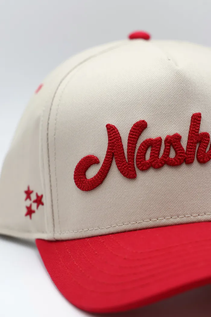 Nashville Chain Stitch Snapback in Red