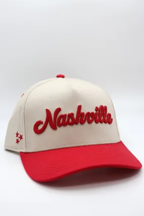 Nashville Chain Stitch Snapback in Red