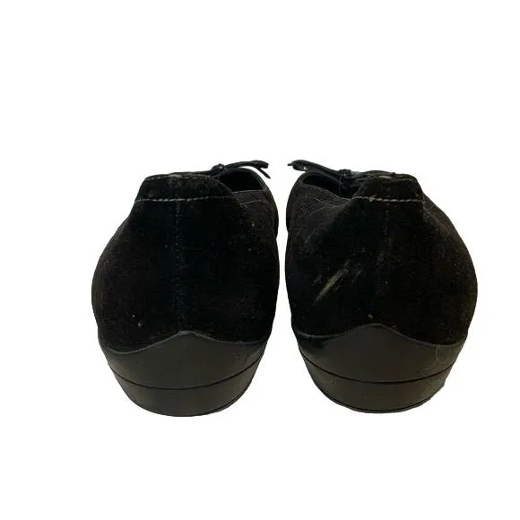 Salvatore Feraagamo Black Suede and Patent Ballet Flats
