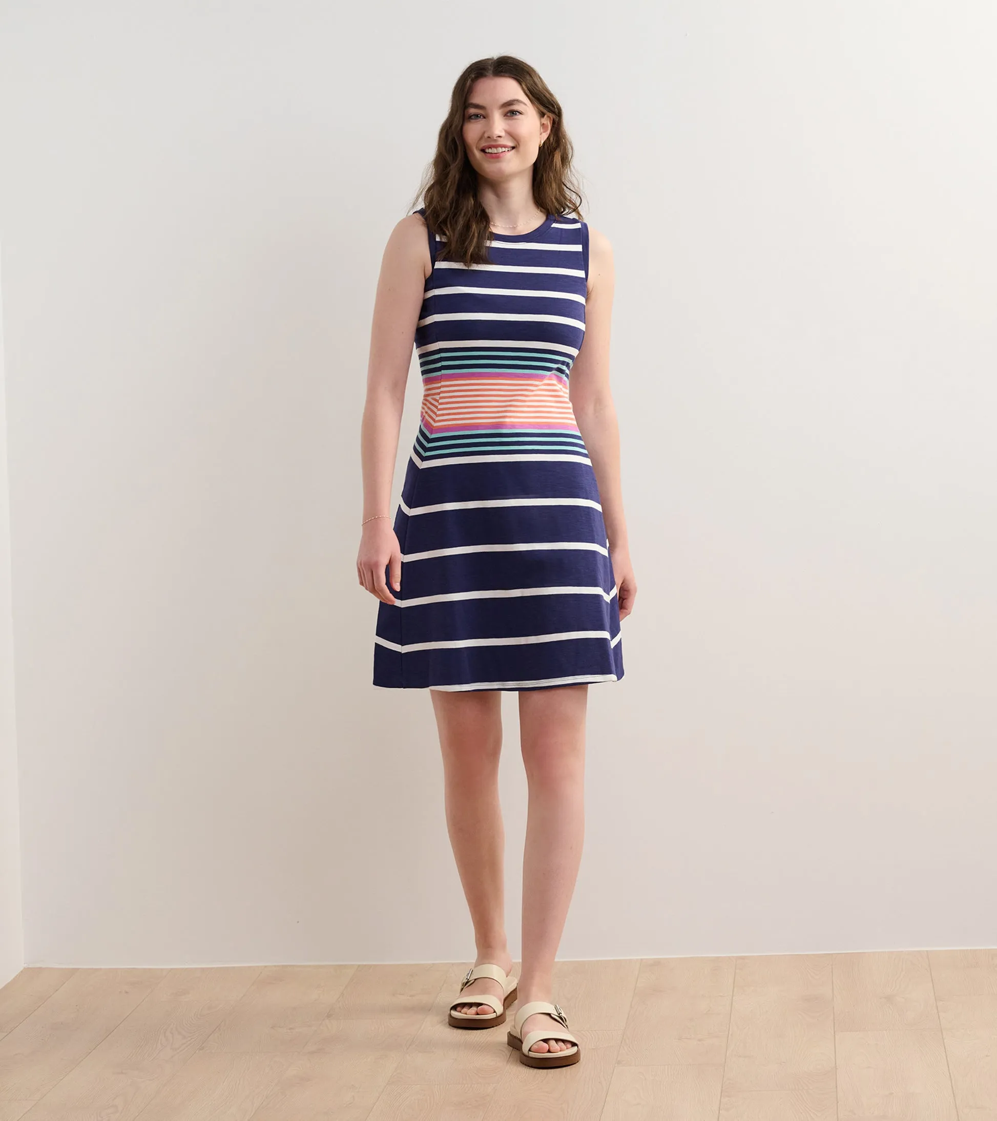 Sarah Dress in Sunset Stripes