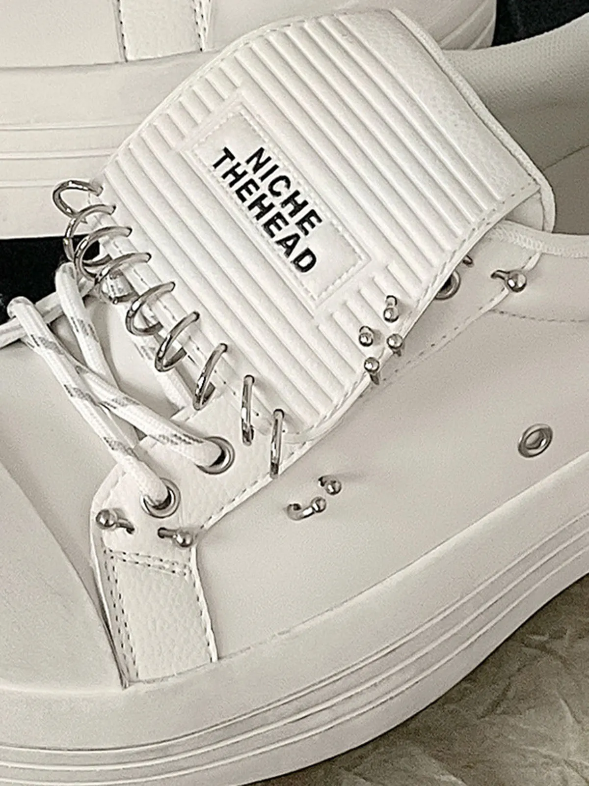 Sneakerhill Punk Metal Ring Platform Sneakers