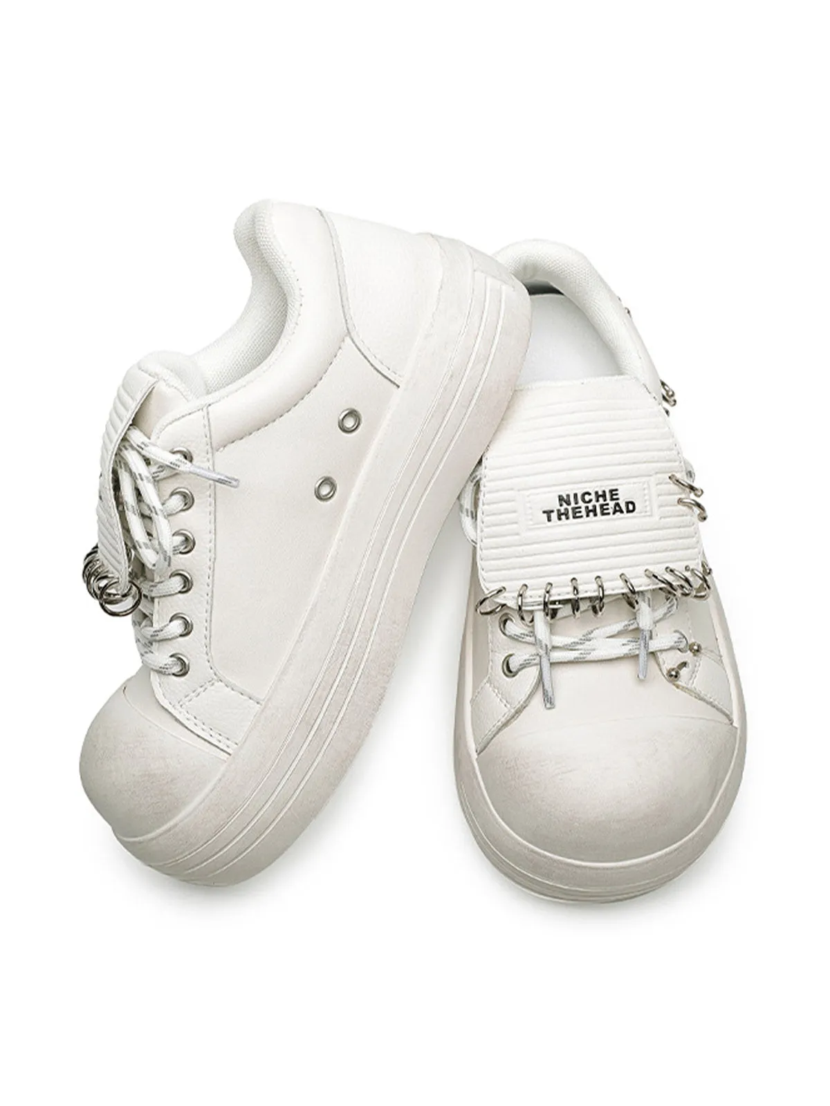 Sneakerhill Punk Metal Ring Platform Sneakers