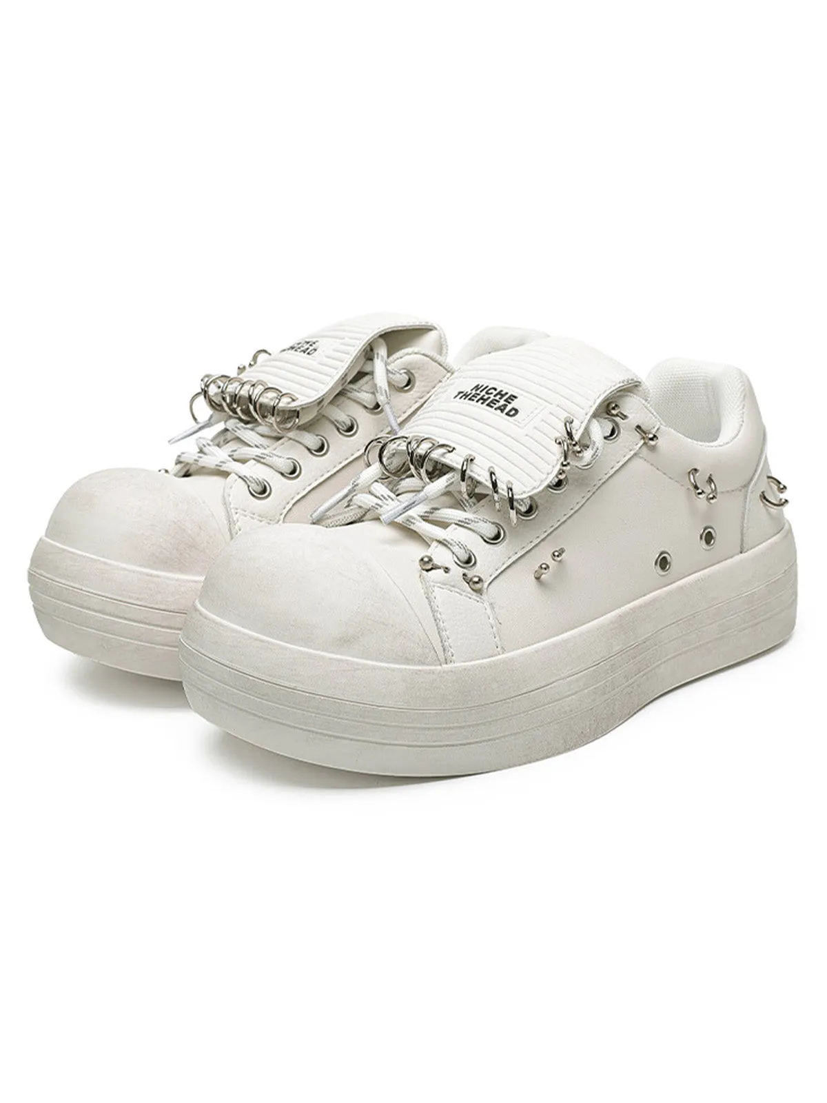 Sneakerhill Punk Metal Ring Platform Sneakers