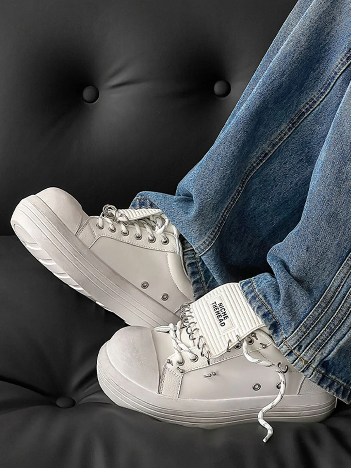 Sneakerhill Punk Metal Ring Platform Sneakers