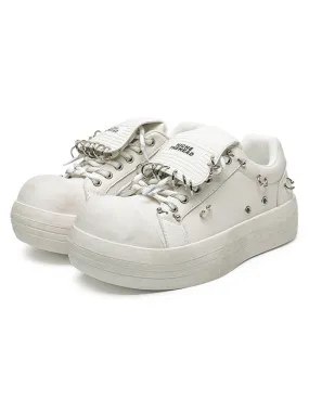 Sneakerhill Punk Metal Ring Platform Sneakers