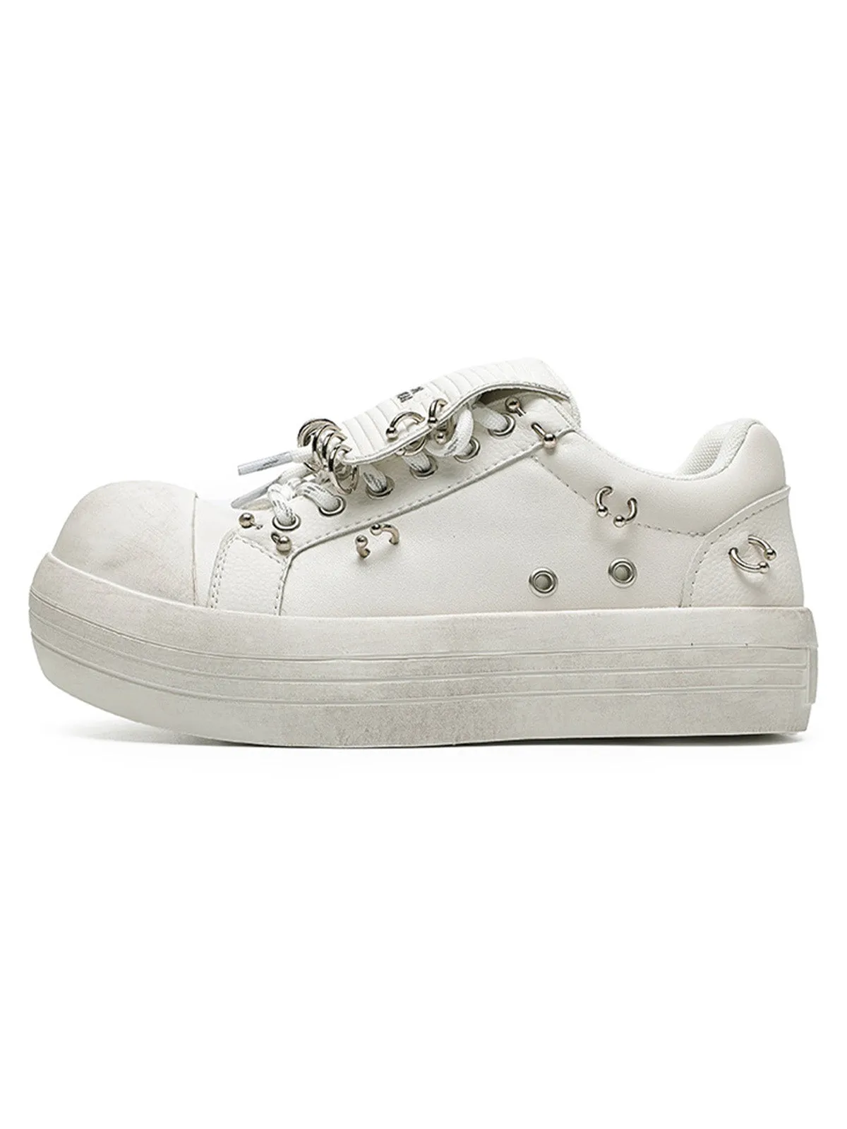 Sneakerhill Punk Metal Ring Platform Sneakers